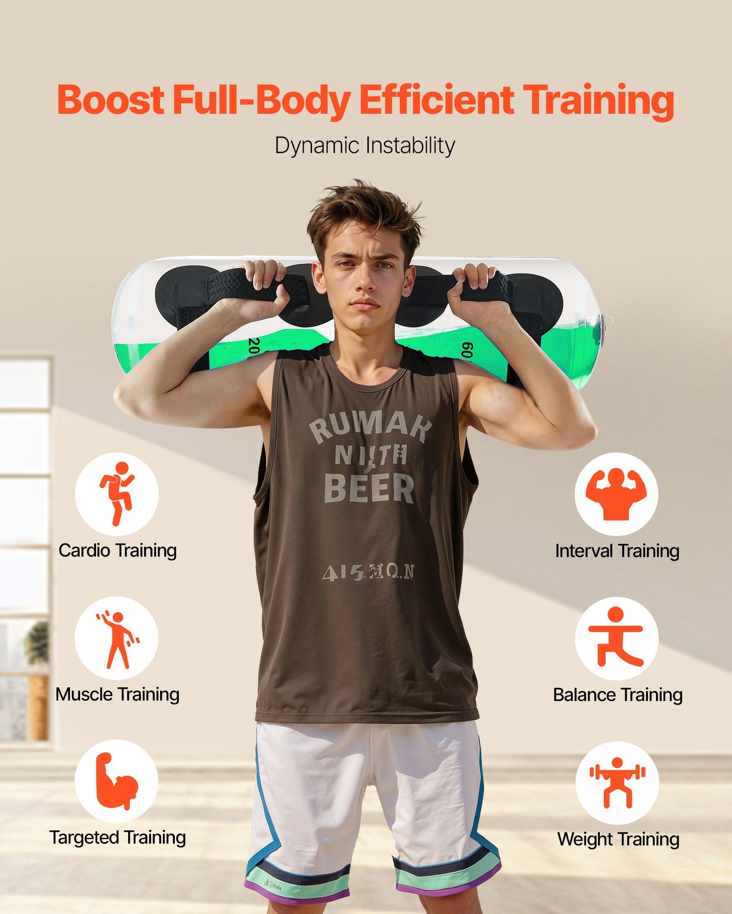 Water Weights Aqua Bag, Large Aqua Bags For Workout, 70 Lbs Adjustable Portable Stability Fitness & Full Body Exercise Equipment