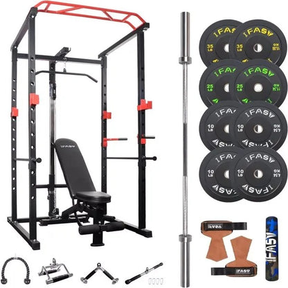 Home Gym Sets Multi-functional Power Cage, Home Adjustable Pullup Squat Rack