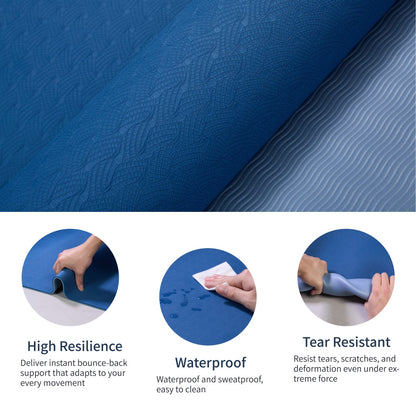 Yoga Mat, Exercise Yoga Mat With Non-Slip Design, Professional TPE Exercise Mat