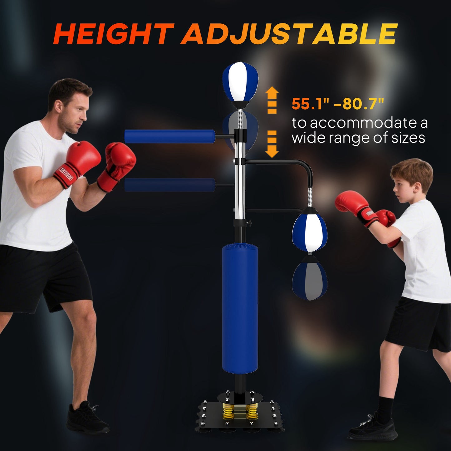 4.6'-6.7' Speed Bag Boxing Bag Stand, Reflex Bag Boxing Training Equipment, Speed Punching Bag, Blue