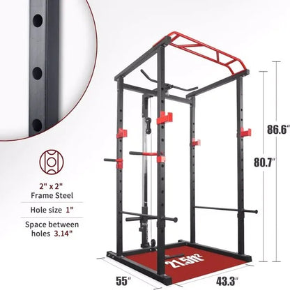 Home Gym Sets Multi-functional Power Cage, Home Adjustable Pullup Squat Rack