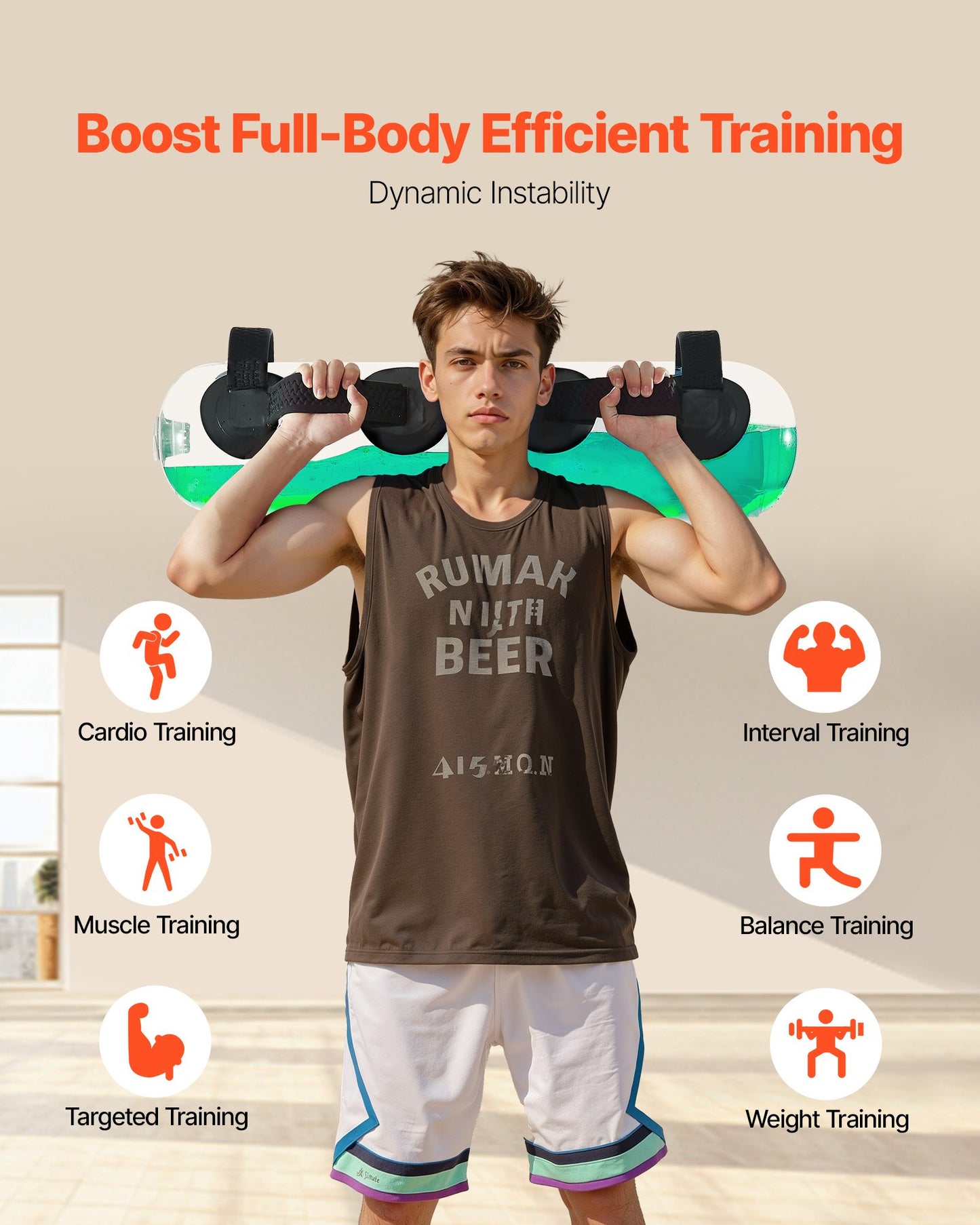 Water Weights Aqua Bag, Large Aqua Bags For Workout, 50 Lbs Adjustable Portable Stability Fitness & Full Body Exercise Equipment