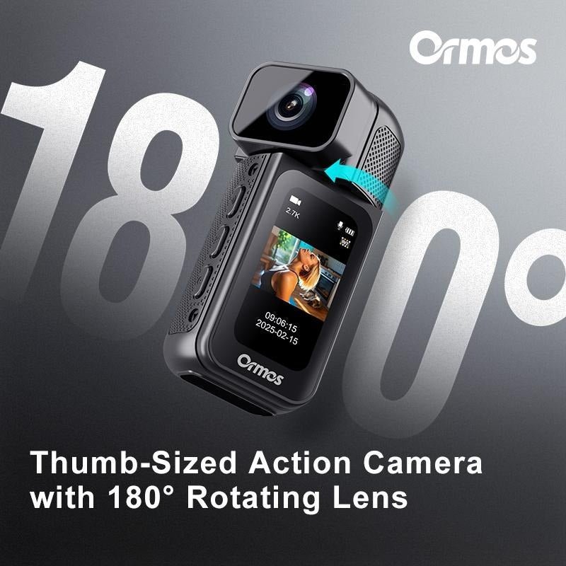 Ormos Mini Action Camera With 180 Degree Rotating Lens