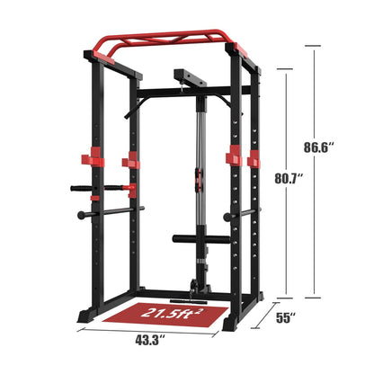 Multi-functional Power Cage Home Adjustable Pullup Squat Rack Capacity Comprehensive Fitness Barbell Rack