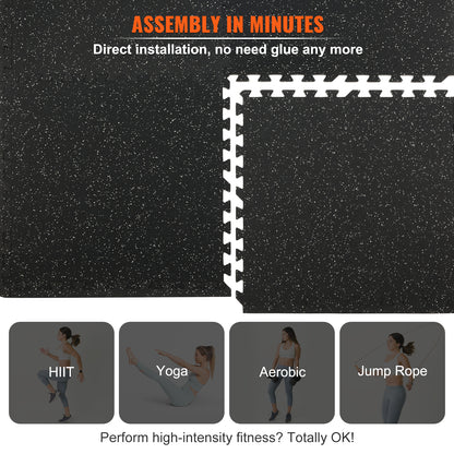 VEVOR 25 PCS Thick Gym Floor Mats, EVA Foam & Rubber Top Interlocking Workout Floor Mats