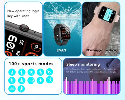 SmartWatch Men Women 1.83inch BT Face Heart Rate Fitness Tracker